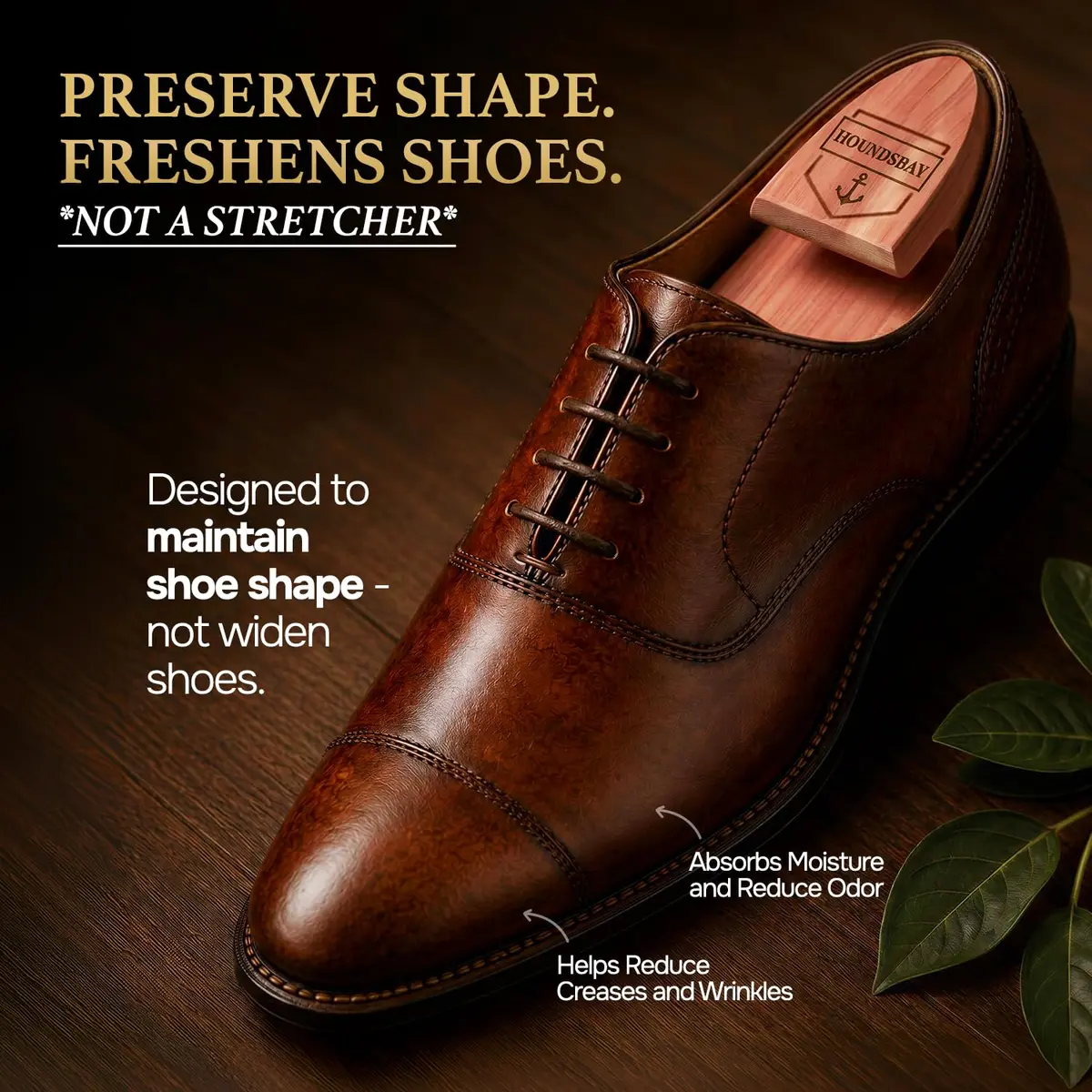 HOUNDSBAY Cedar Shoe Tree, Shoe Trees for Men & Women, Shaper & Stretcher for Boots & Sneakers, XL (11.5-13 US Men's) | Aromatic Red Cedar Wood - view 4