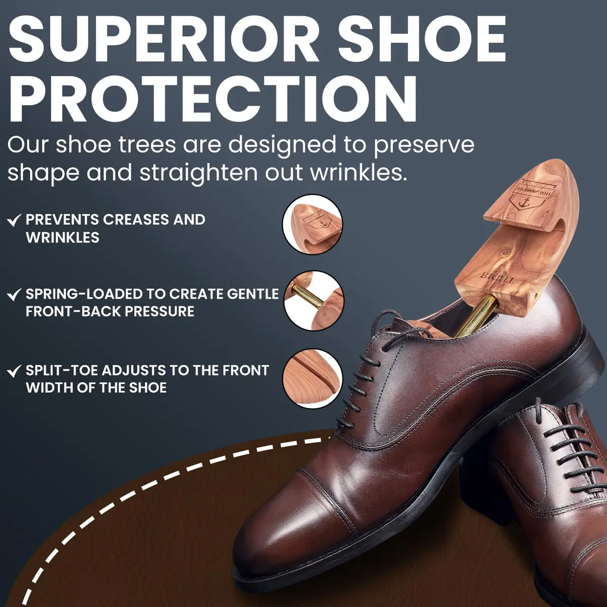 HOUNDSBAY Cedar Shoe Tree, Shaper & Stretcher for Men & Women, XX-Large / 13.5 - 15 US (1 Pair) - view 6