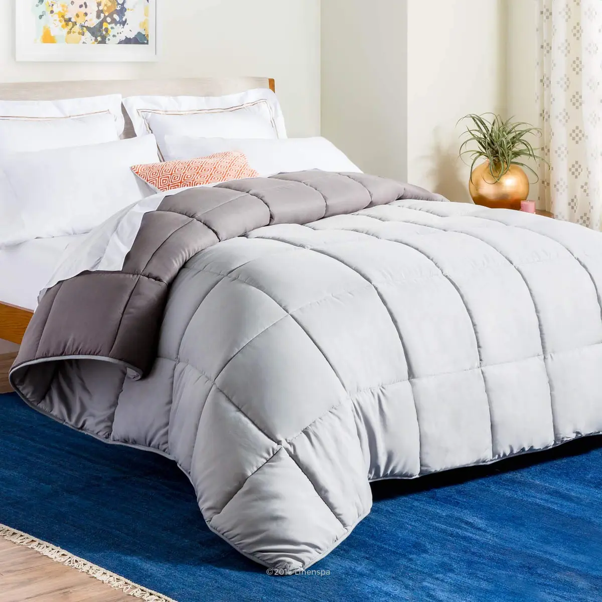 Linenspa All-Season Down Alternative Comforter | Reversible Stone/Charcoal Cal King - main product image