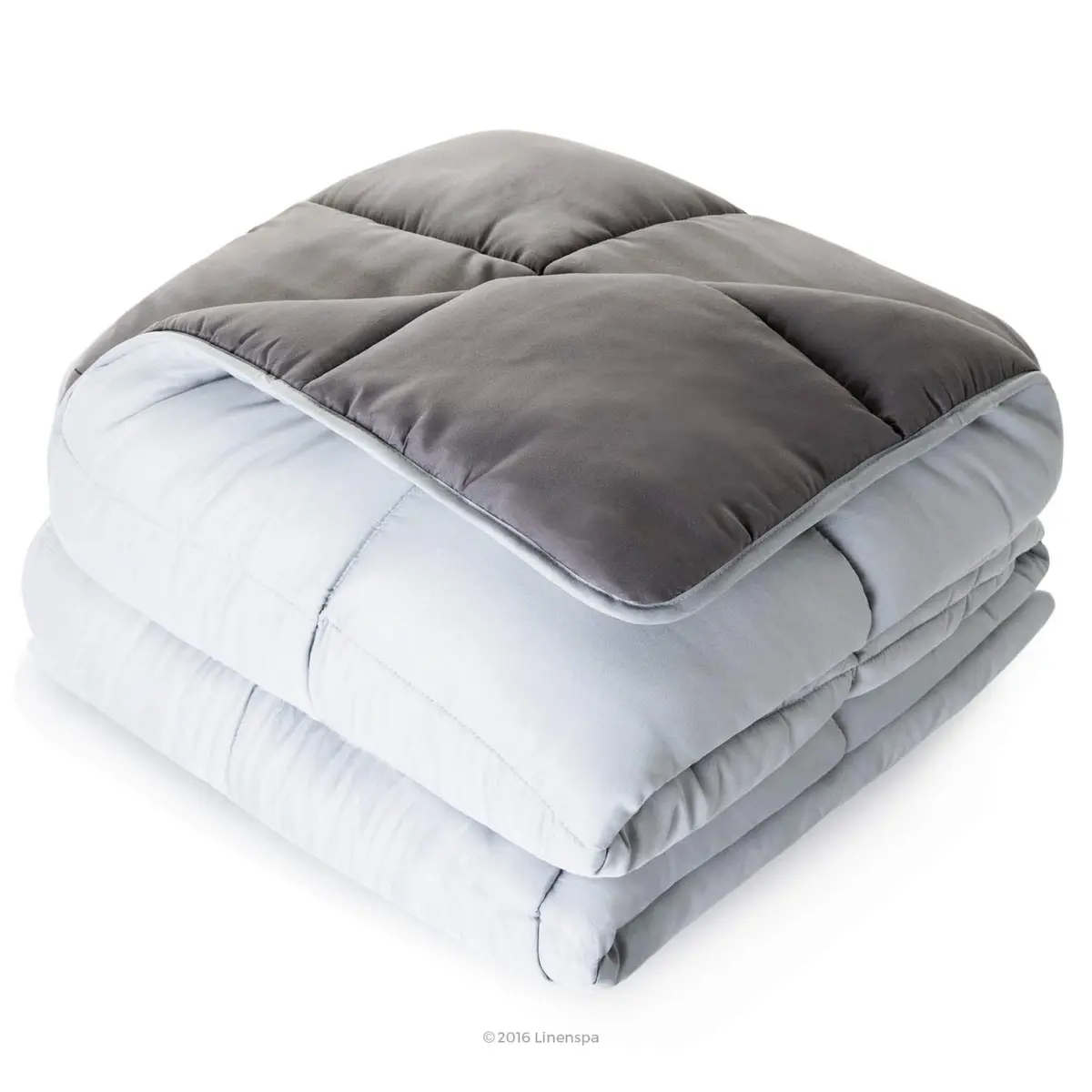 Linenspa All-Season Down Alternative Comforter | Reversible Stone/Charcoal Cal King - view 2