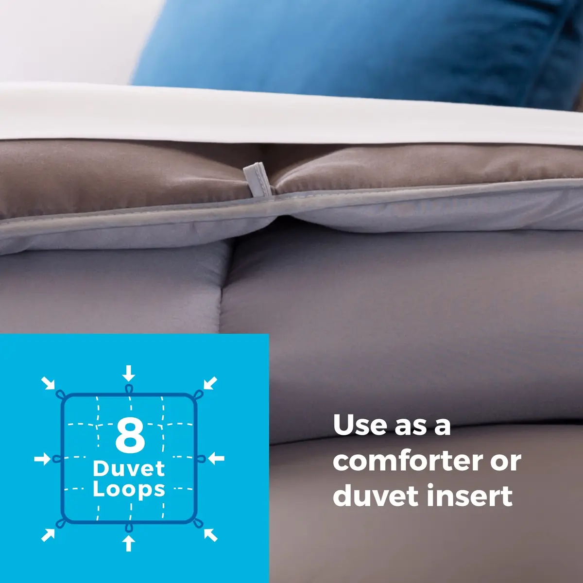 Linenspa All-Season Down Alternative Comforter | Reversible Stone/Charcoal Cal King - view 4