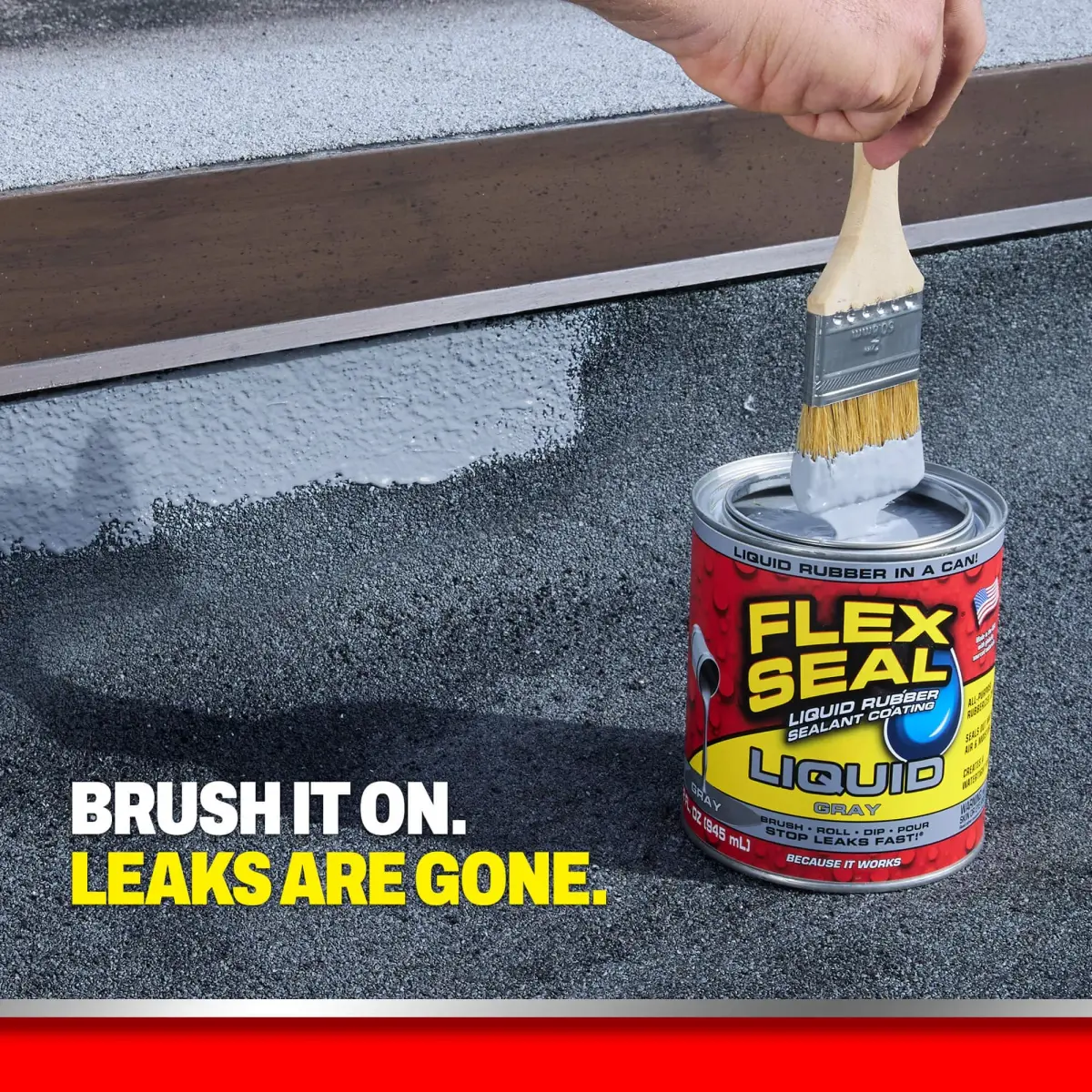 Flex Seal Liquid Rubber Sealant Coating Gray 473ml (16 fl oz) | Waterproof, Flexible, Breathable, UV Resistant - view 3