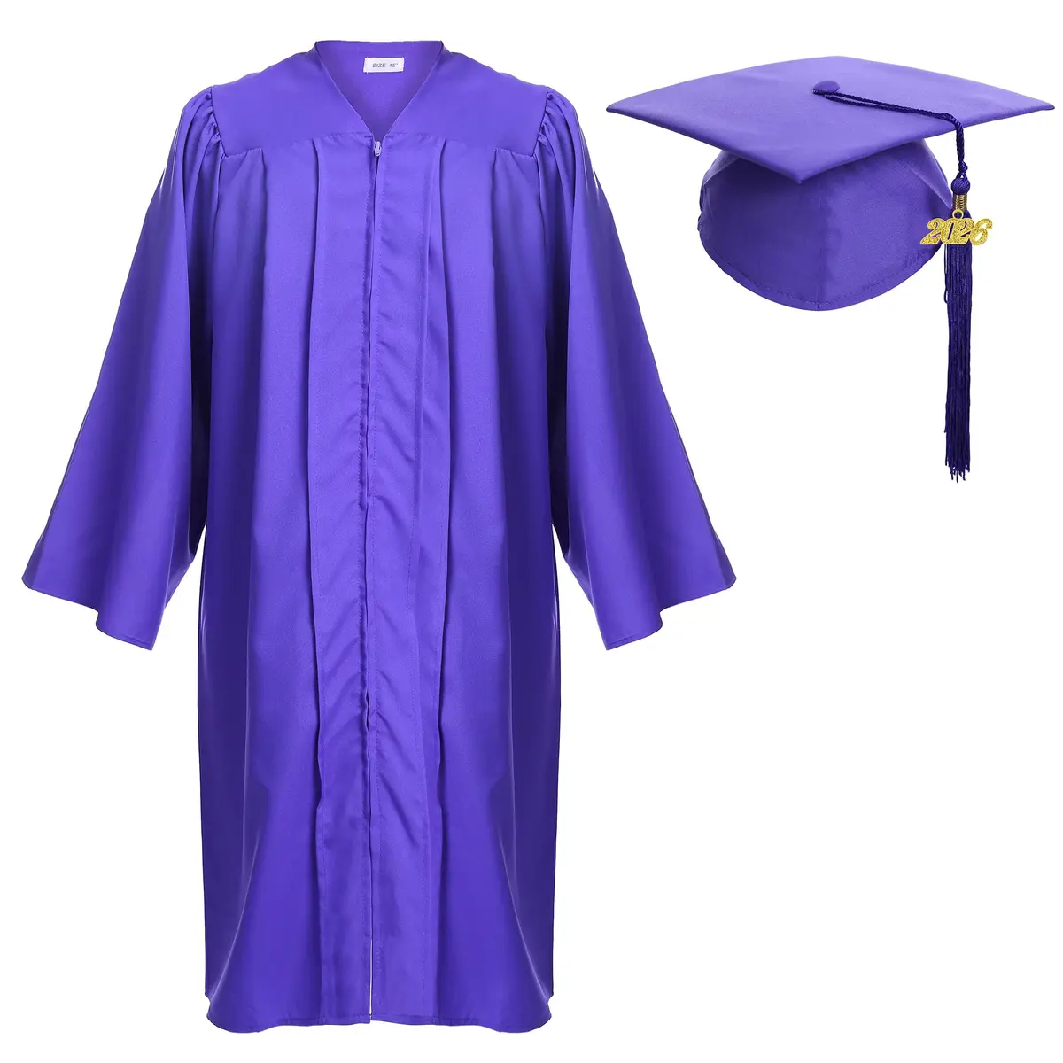 Newrara Graduation Gown Cap Tassel Set (Large 51(5'6"-5'8"), Purple) | Classic Matte Polyester for Celebrations - main product image