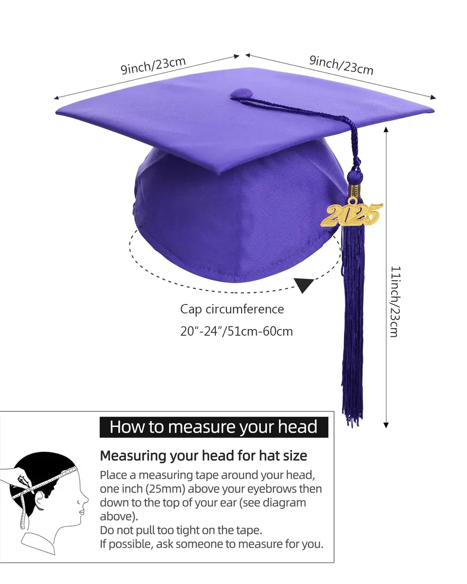 Newrara Graduation Gown Cap Tassel Set (Large 51(5'6"-5'8"), Purple) | Classic Matte Polyester for Celebrations - view 4