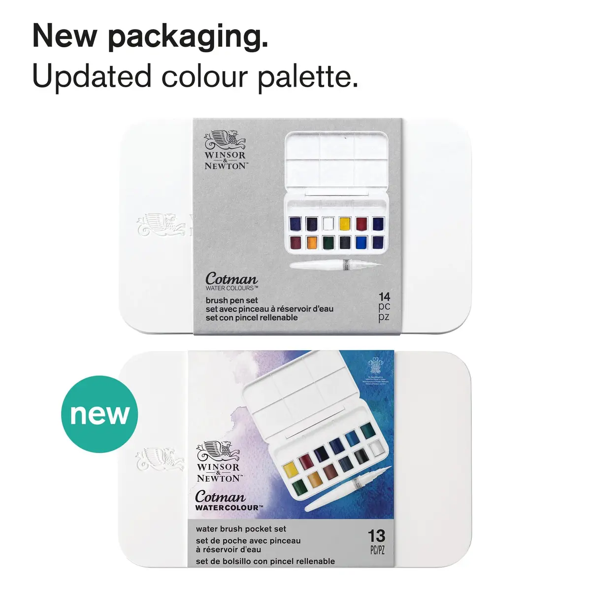 Winsor & Newton Cotman Watercolor Paint Set, 12 Half Pans with Water Brush Pen | Portable Art Kit - view 2
