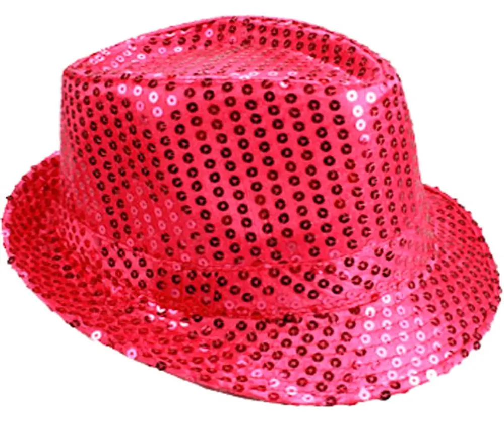 LAfashionist Sequin HOT Pink Party Fedora Hat | Party Headwear for Adults, 58cm - main product image