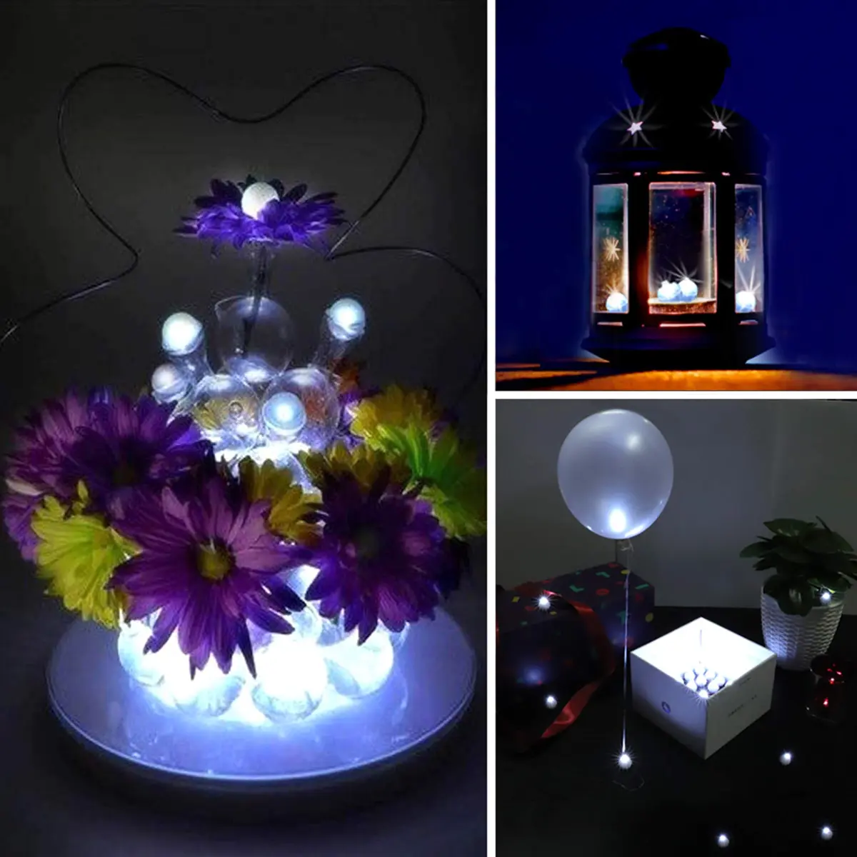 Neo LOONS White Round LED Ball Lamp Lights 1.7cm (0.67 inch) Diameter | 100 pcs for Paper Lanterns & Balloons - view 5