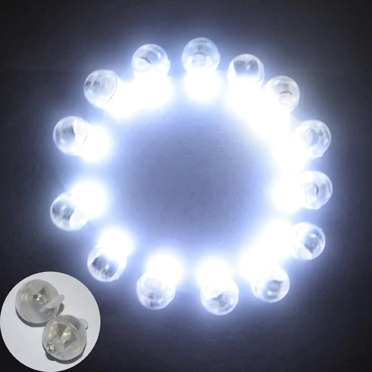 Neo LOONS White Round LED Ball Lamp Lights 1.7cm (0.67 inch) Diameter | 100 pcs for Paper Lanterns & Balloons - view 7