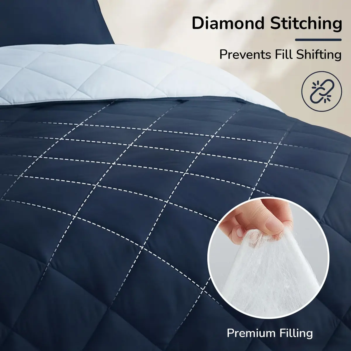 downluxe Queen Comforter Set Blue/Sapphire 203cm x 213cm (88" x 84") | All-Season Soft Microfiber Bedding - view 5