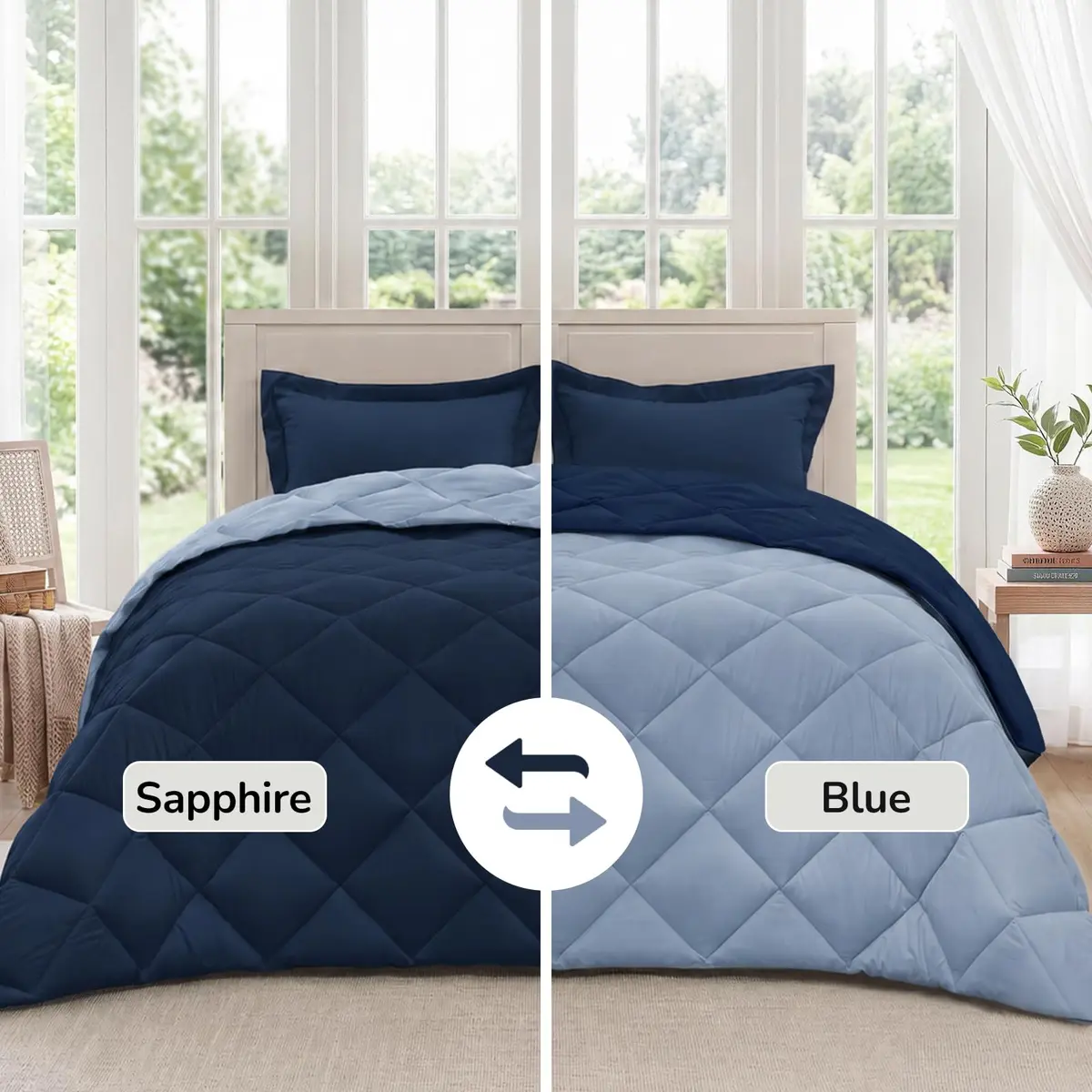 downluxe Queen Comforter Set Blue/Sapphire 203cm x 213cm (88" x 84") | All-Season Soft Microfiber Bedding - view 2