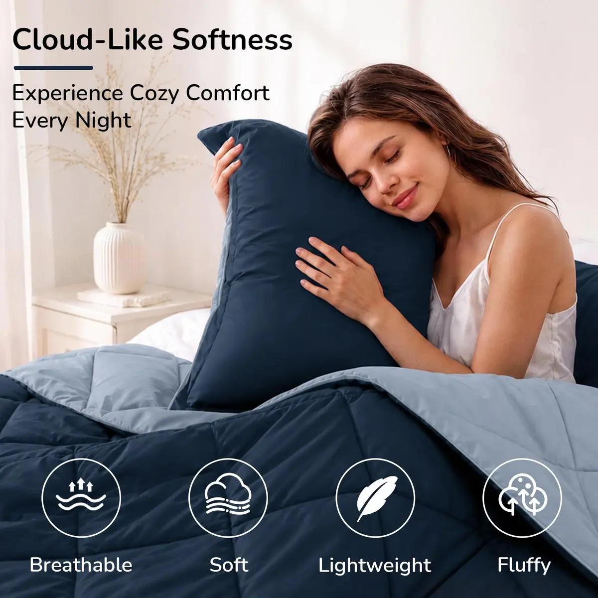 downluxe Queen Comforter Set Blue/Sapphire 203cm x 213cm (88" x 84") | All-Season Soft Microfiber Bedding - view 3