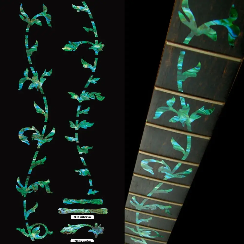 Inlaystickers Tree of Life Fret Markers for Guitars - Abalone Green (1 Sheet) | Real Inlay Look - main product image