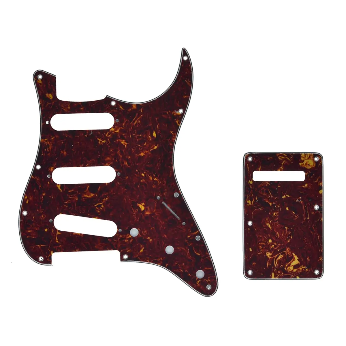 KAISH Strat Style Pickguard SSS with Back Plate | Vintage Tortoise, Made in USA/Mexico - main product image