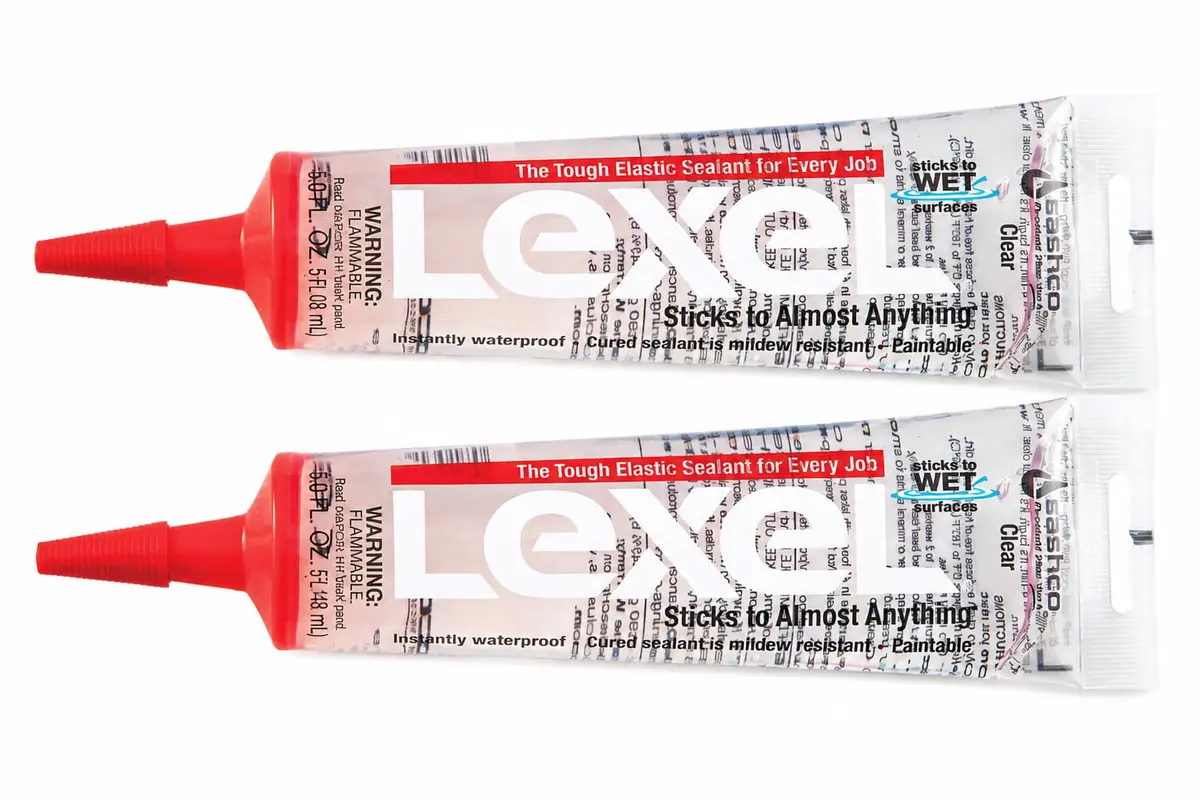 Sashco Lexel Waterproof Caulk & Sealant Clear 5 oz | Highly elastic, waterproof, paintable sealant for indoor & outdoor use - main product image