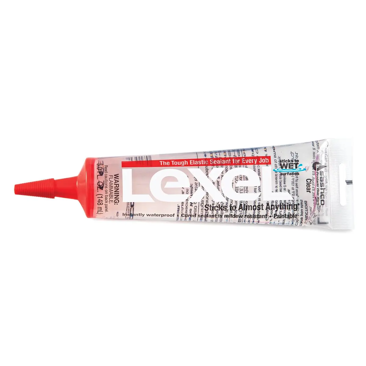 Sashco Lexel Weatherproofing Caulk 5.0oz Clear | Elastic, Waterproof & Paintable Sealant (70-120c) - main product image