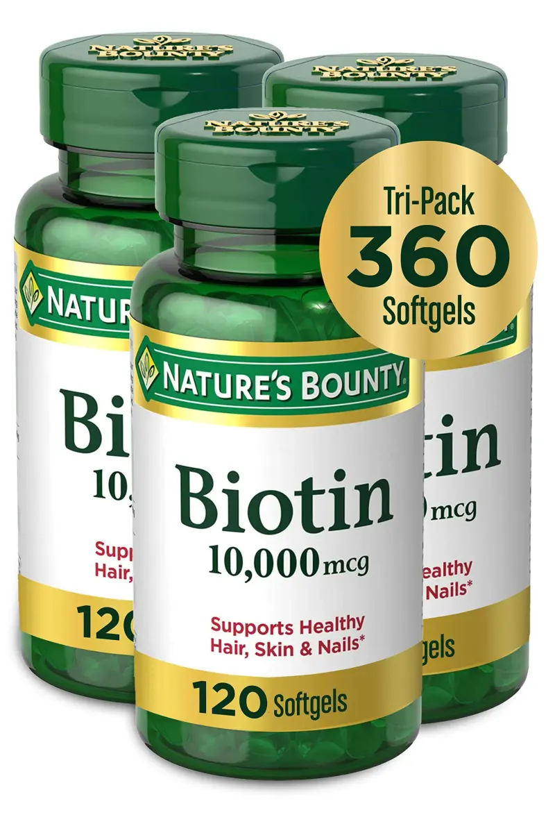 Nature's Bounty Biotin Hair Skin & Nails Vitamins, 10,000mcg, 360 Count | Supports Hair, Skin & Nails - main product image