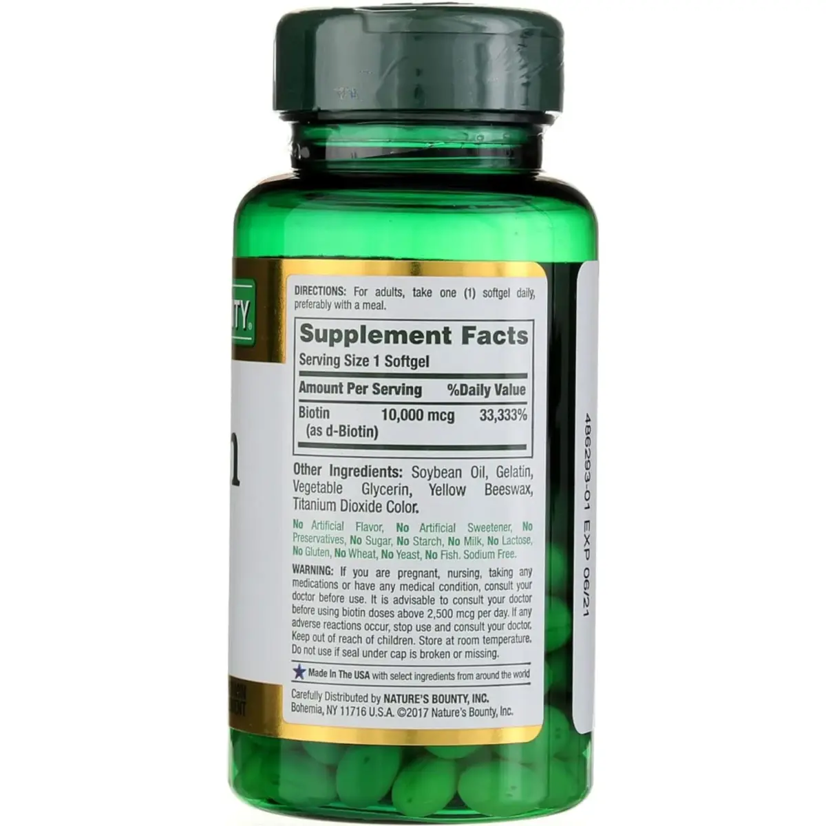 Nature's Bounty Biotin Hair Skin & Nails Vitamins, 10,000mcg, 360 Count | Supports Hair, Skin & Nails - view 3