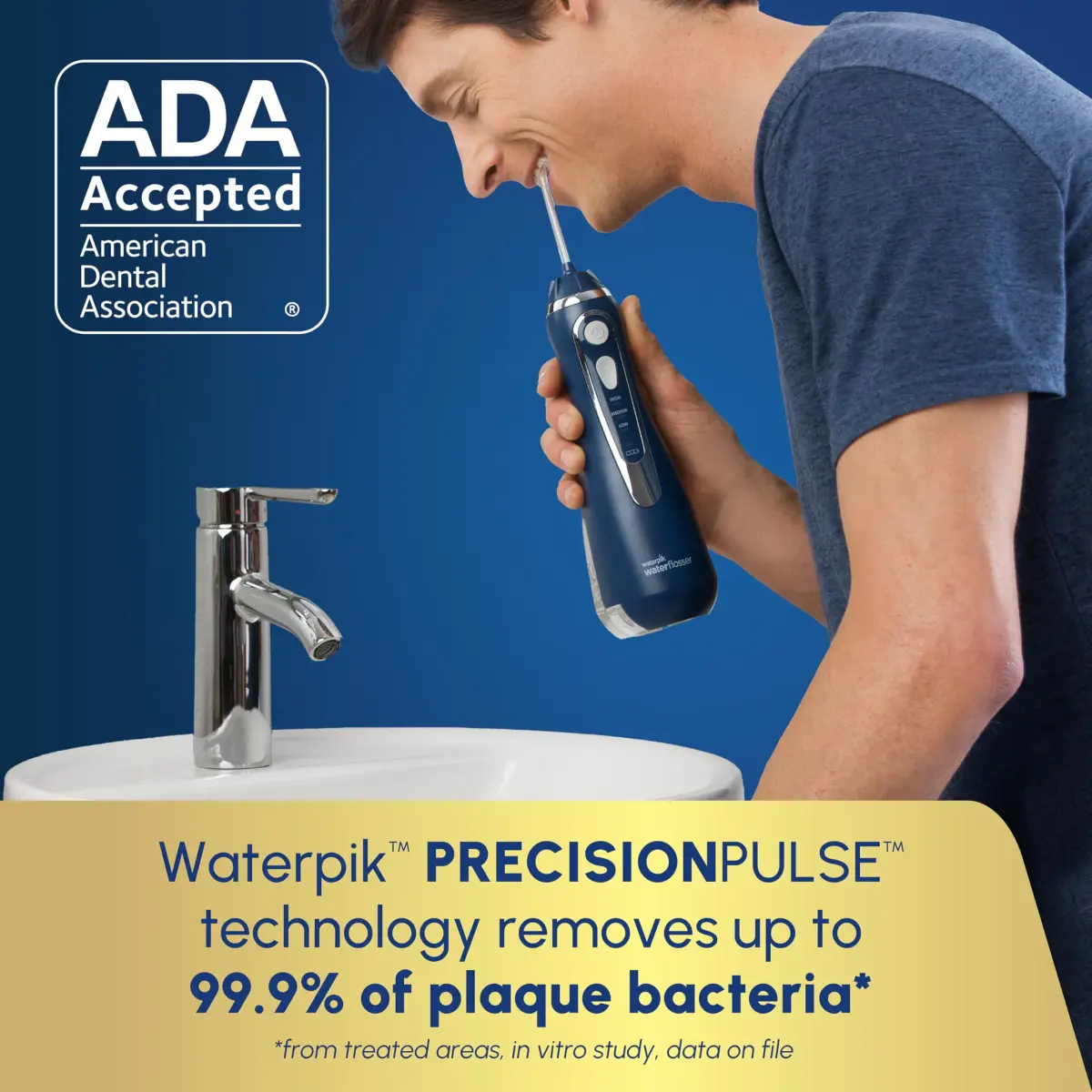 Waterpik Cordless Advanced Portable Water Flosser, Rechargeable, Blue | ADA Accepted Oral Irrigator for Gum Health - view 3