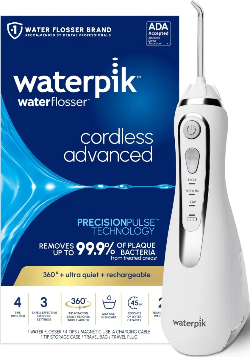 Waterpik Cordless Advanced Portable Water Flosser Gray 203ml (7 Fl Oz) | ADA Accepted Oral Irrigator - main product image