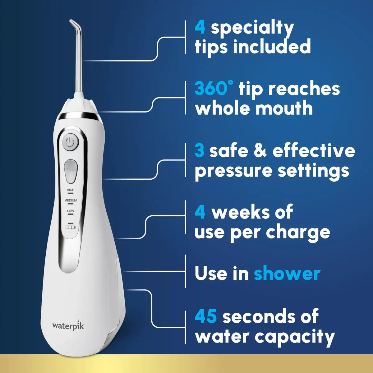 Waterpik Cordless Advanced Portable Water Flosser Gray 203ml (7 Fl Oz) | ADA Accepted Oral Irrigator - view 2