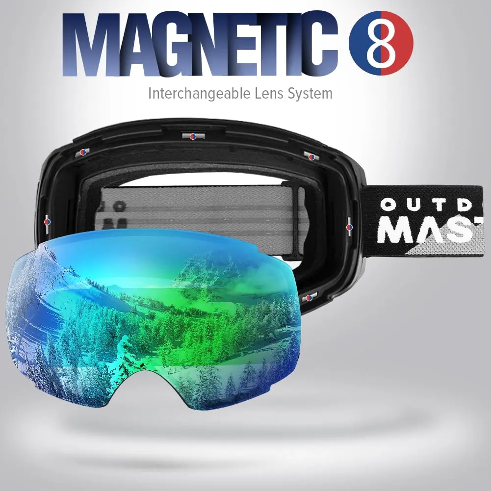 OutdoorMaster Ski Goggles PRO, OTG Snow Goggles with Interchangeable Lens | Frameless Design, UV400, OTG Fit, Helmet Compatible - view 2