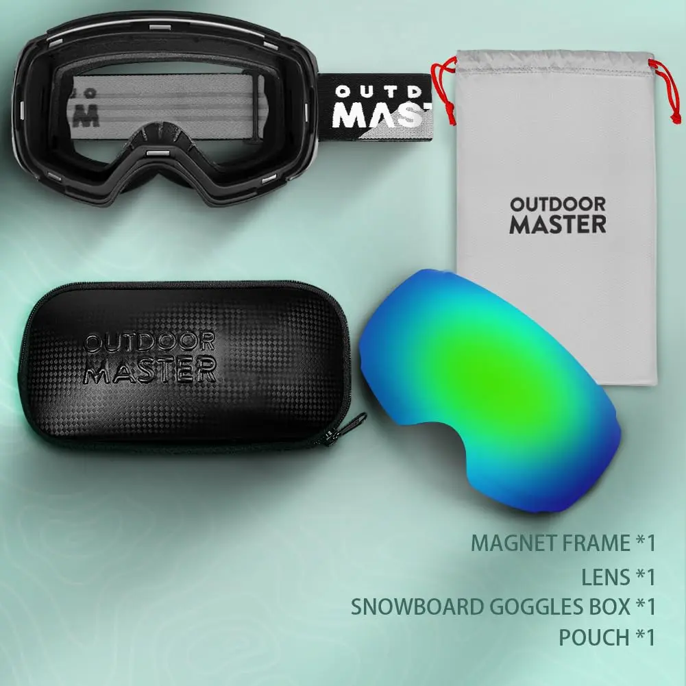 OutdoorMaster Ski Goggles PRO, OTG Snow Goggles with Interchangeable Lens | Frameless Design, UV400, OTG Fit, Helmet Compatible - view 3