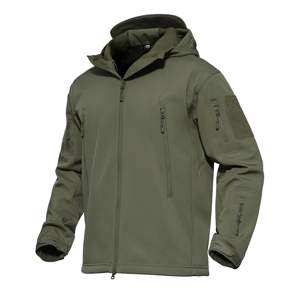 MAGCOMSEN Men's Tactical Winter Waterproof Softshell Rain Coat | 6 Pockets, Micro Fleece Lining, Windproof & Waterproof (Large, Army Green) - main product image