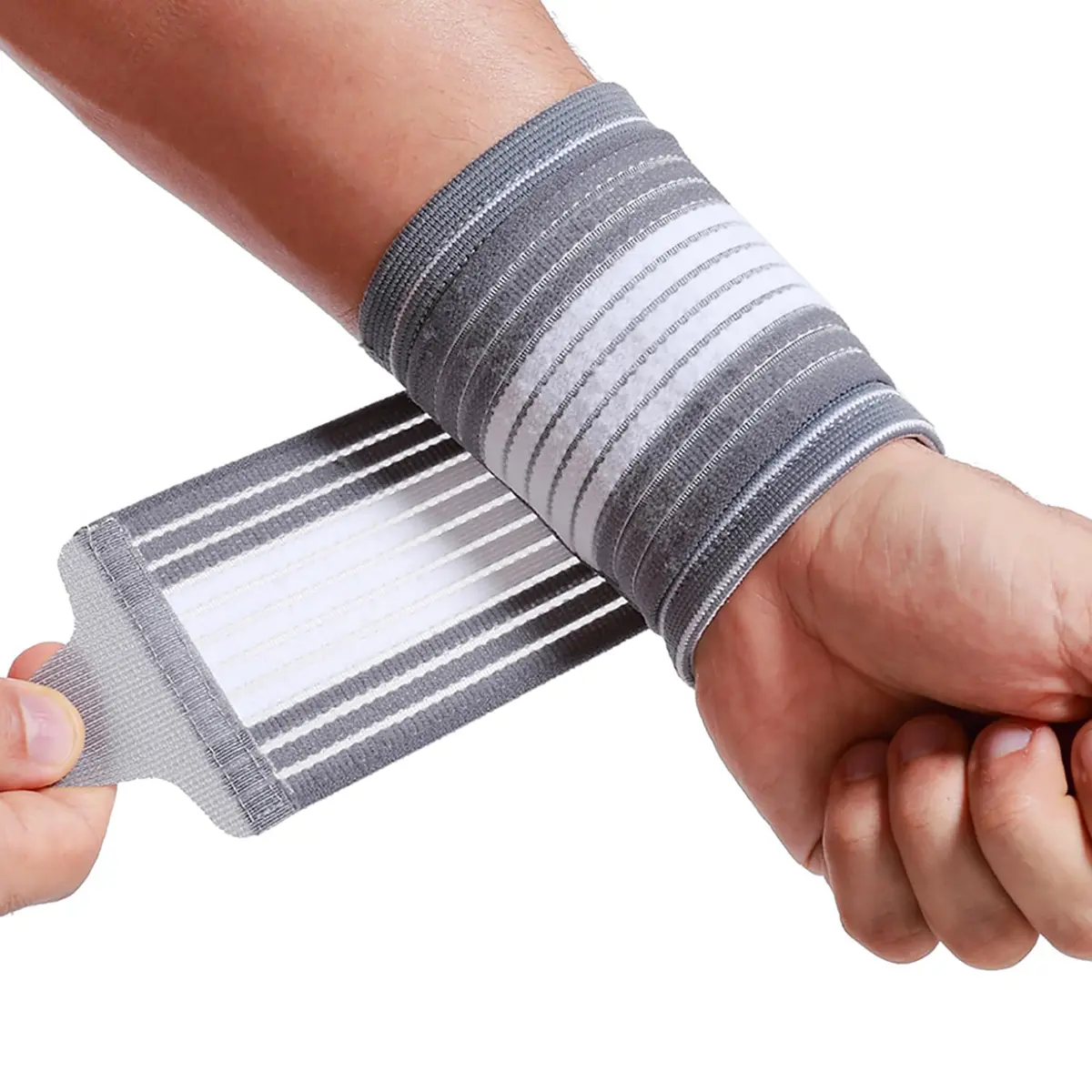 NeoTech Care Wrist Band - Adjustable Compression Strap - Elastic & Breathable Fabric - Support Sleeve for Tennis, Sports, Exercise - Men, Women, Right or Left (Gray, L) - main product image