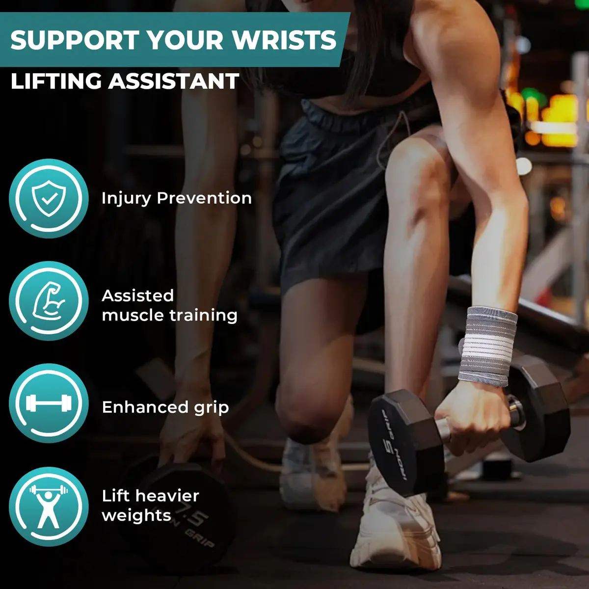 NeoTech Care Wrist Band - Adjustable Compression Strap - Elastic & Breathable Fabric - Support Sleeve for Tennis, Sports, Exercise - Men, Women, Right or Left (Gray, L) - view 6