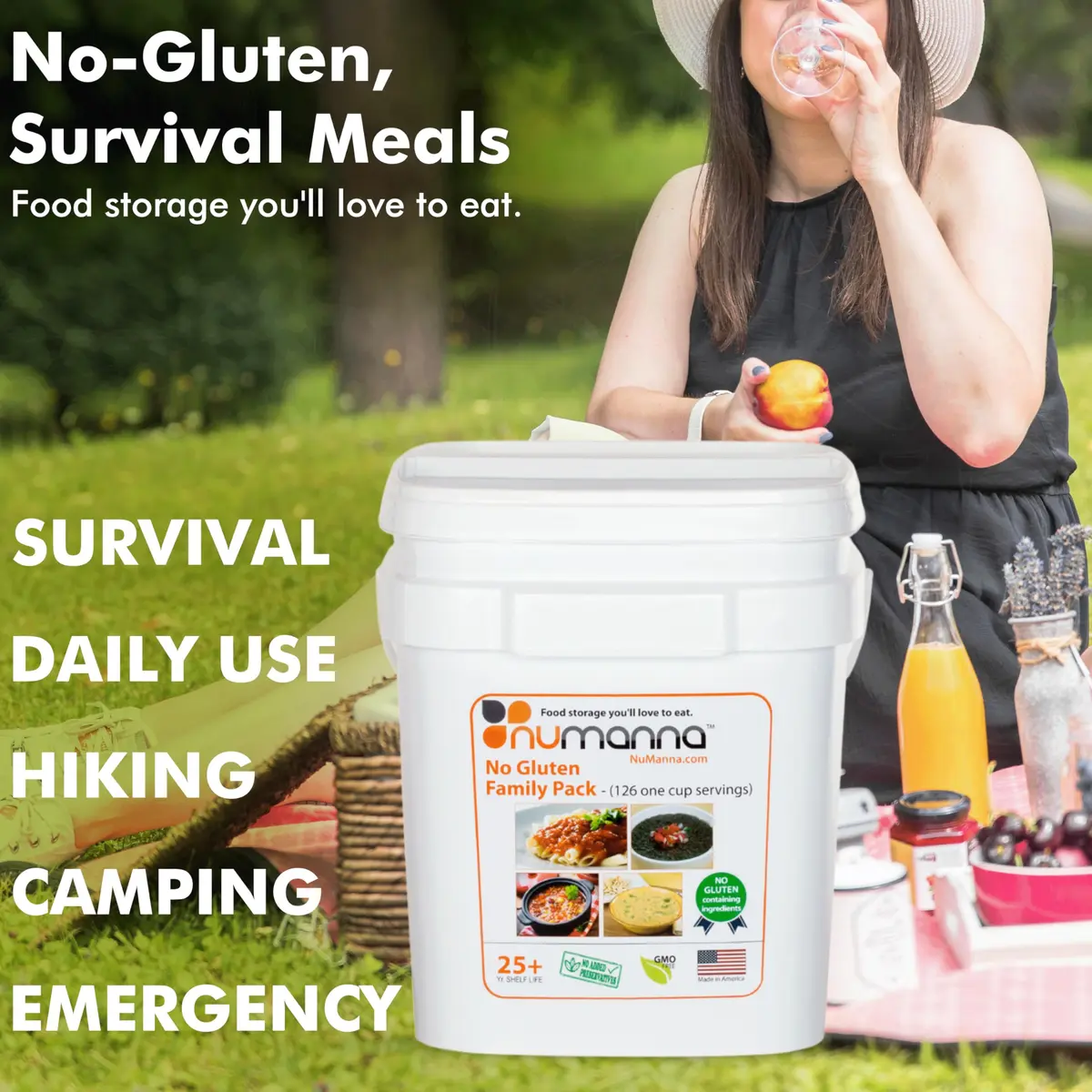 NuManna No-Gluten Family Pack Bucket 126 Servings | 25-Year Shelf Life | Emergency Food Supply, Made in USA - view 6