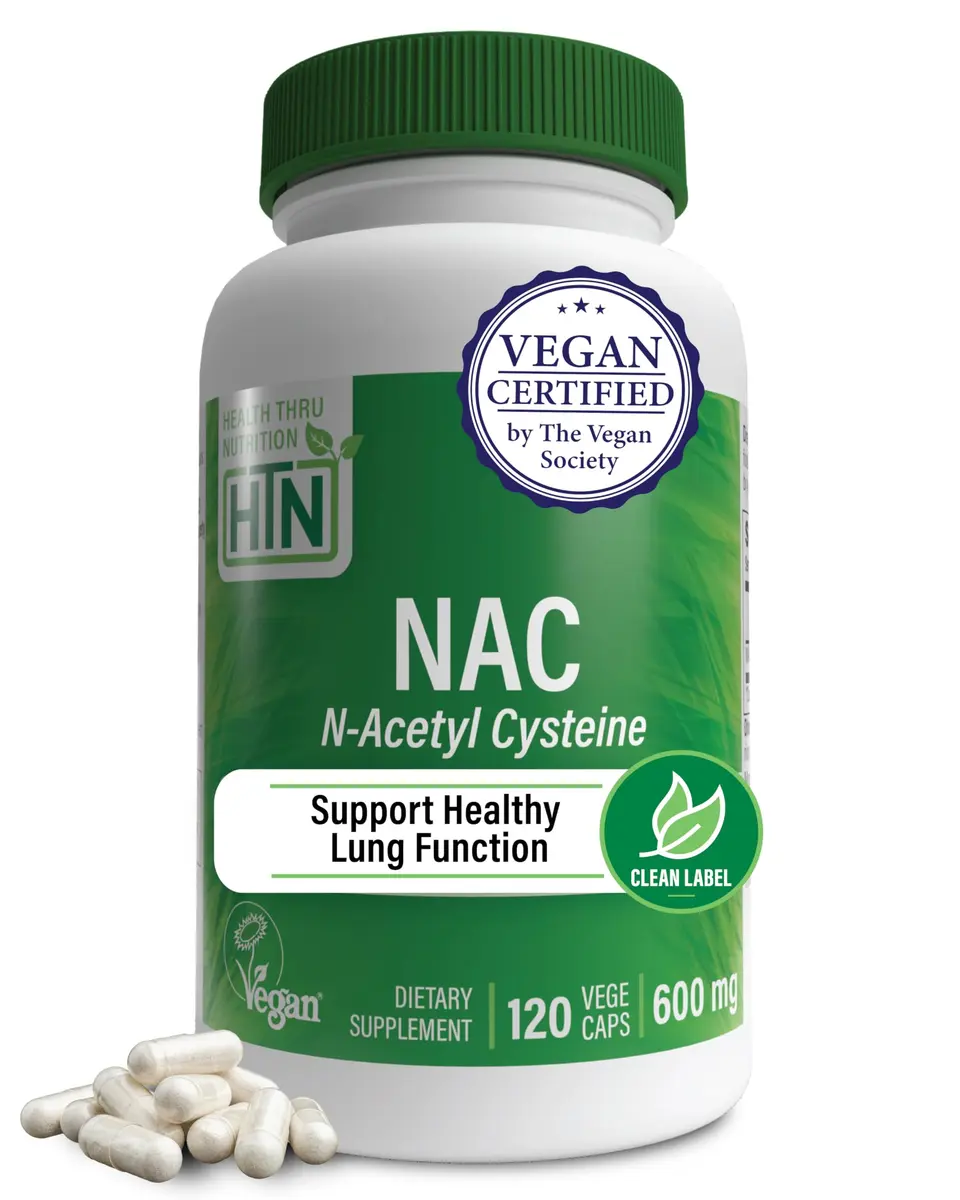 Health Thru Nutrition N-Acetyl-Cysteine 600mg | Vegan Supplement for Immunity & Liver Support - main product image