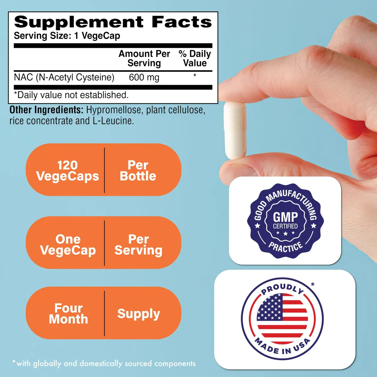 Health Thru Nutrition N-Acetyl-Cysteine 600mg | Vegan Supplement for Immunity & Liver Support - view 2