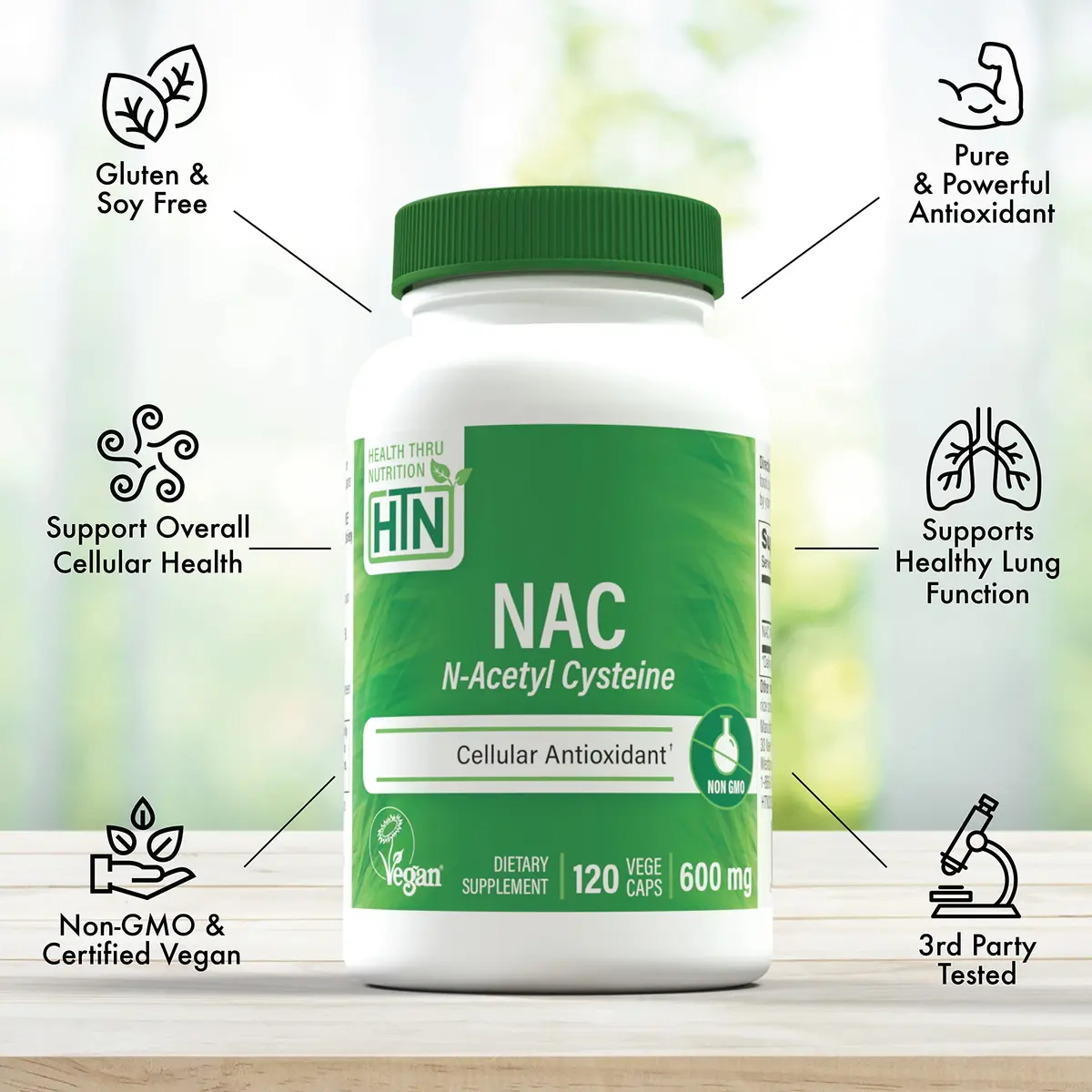 Health Thru Nutrition N-Acetyl-Cysteine 600mg | Vegan Supplement for Immunity & Liver Support - view 4