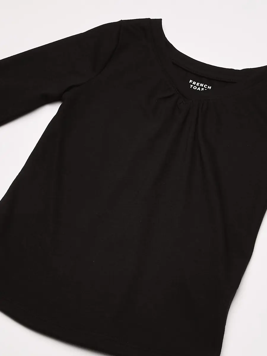 French Toast Big Girls' Long Sleeve V-Neck Tee, Black, XL (14/16) | Casual Polyblend Jersey for Daily Wear - view 2