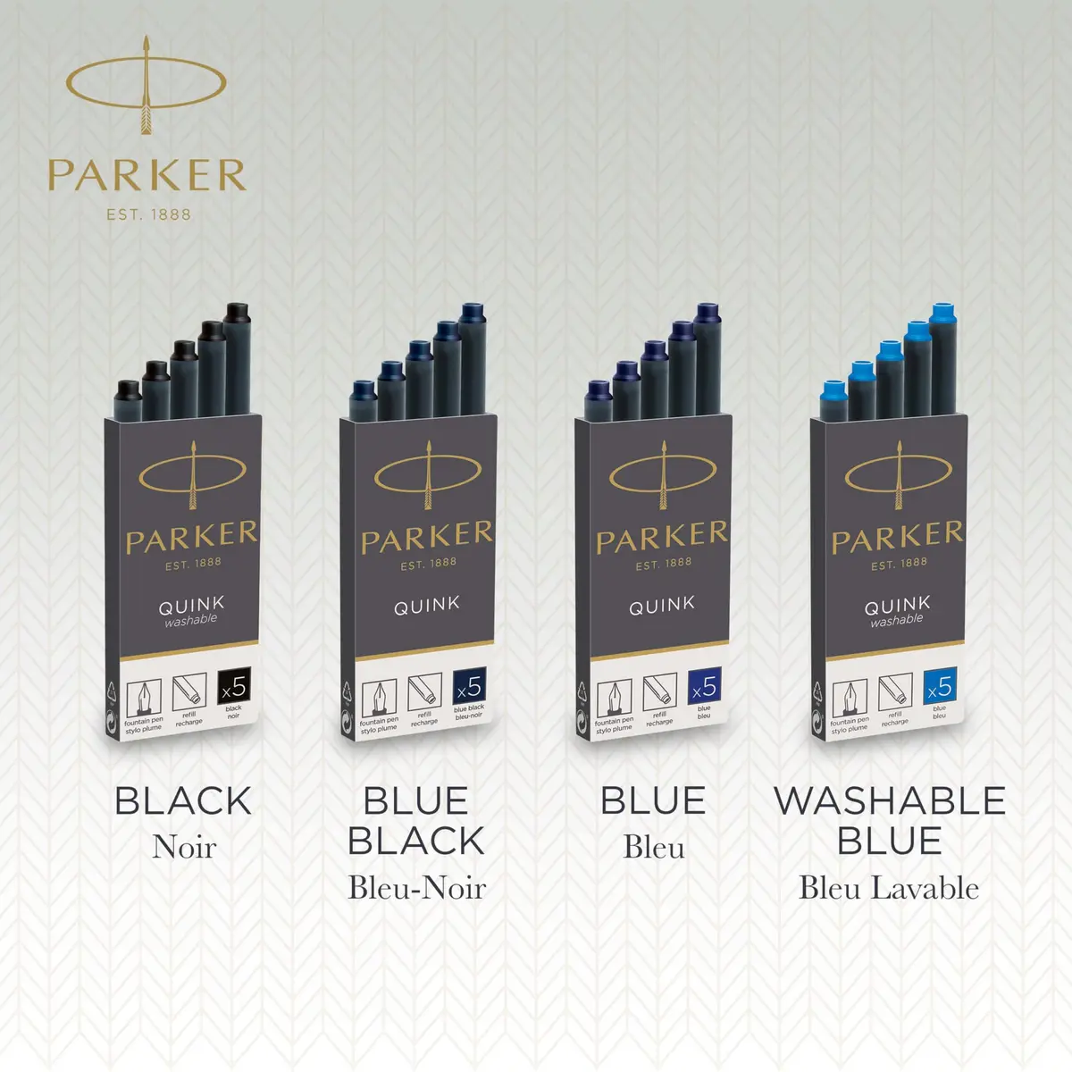 Parker Quink Fountain Pen Ink Refills, Washable Blue, 5 Count | Smooth Ink Flow for Traditional Writing - view 5