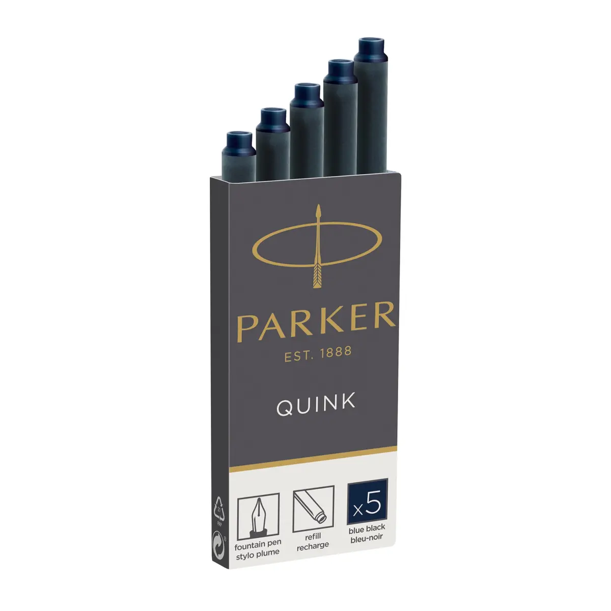 Parker Quink Fountain Pen Ink Refills Box of 5 | Smooth Blue-Black Ink Flow - view 6