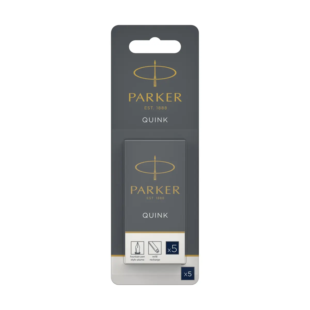 Parker Quink Fountain Pen Refill Pack of 5 Blue-Black Ink Cartridges | Smooth Ink Flow - view 6