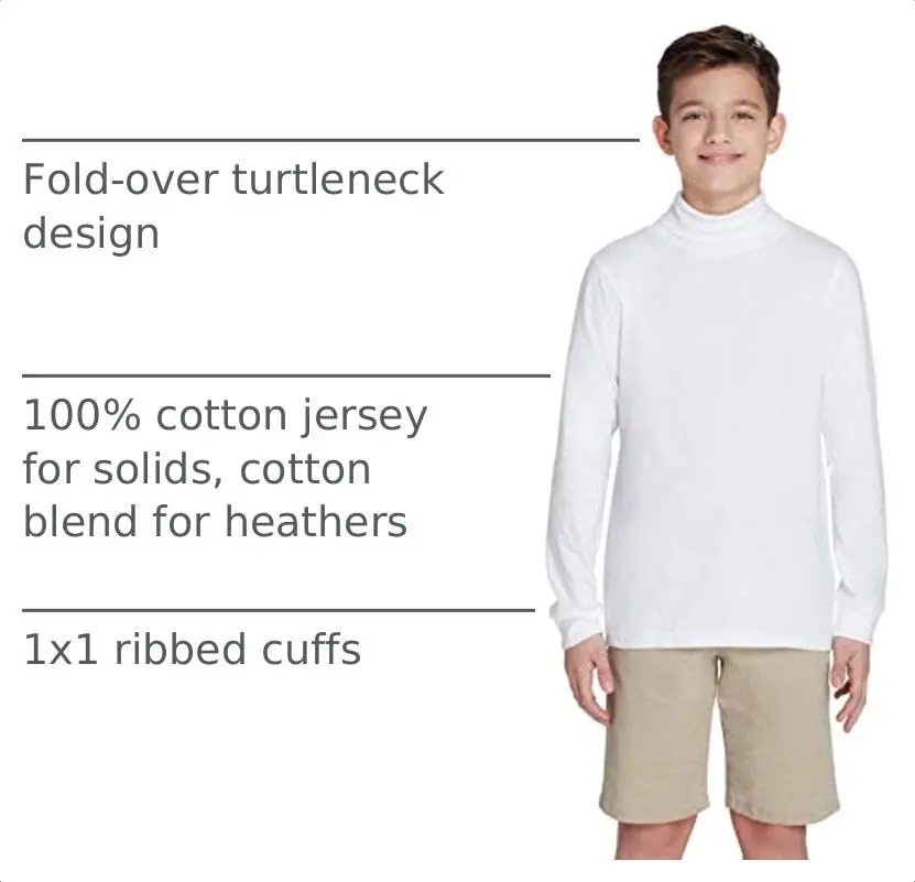 French Toast Boys Turtleneck T Shirt, White, 14 US | Soft Cotton, School Style, Regular Fit - view 5