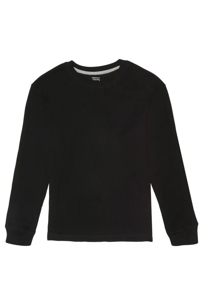 French Toast Boys Long Sleeve Thermal Waffle Tee T-Shirt Black 8 | Cozy, Breathable Cotton - main product image