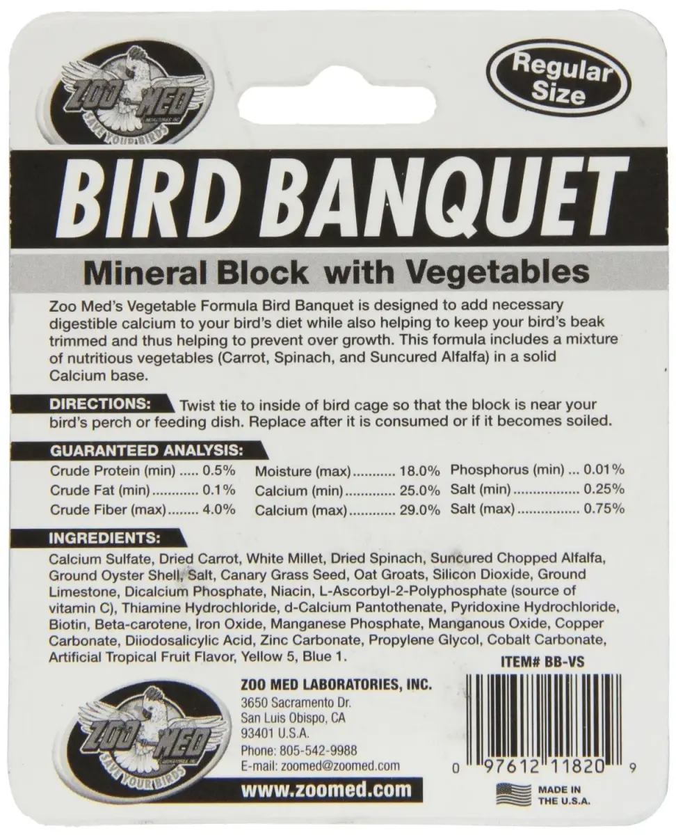 Zoo Med Laboratories Bird Banquet Vegetable Mineral Block, Small (3 oz / 85 g) | Calcium & Beak Health - view 2