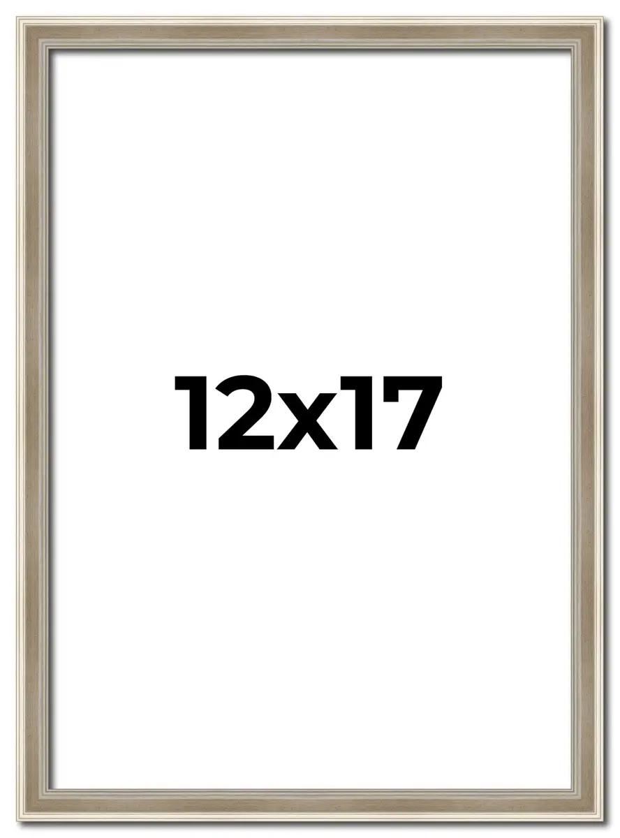 Poster Palooza 12x17 Frame Silver Modern Solid Wood Picture Frame | 0.75 Inch Moulding Width | with UV Acrylic Plexiglass, Foam Board Backing & Hanging Hardware Included - main product image