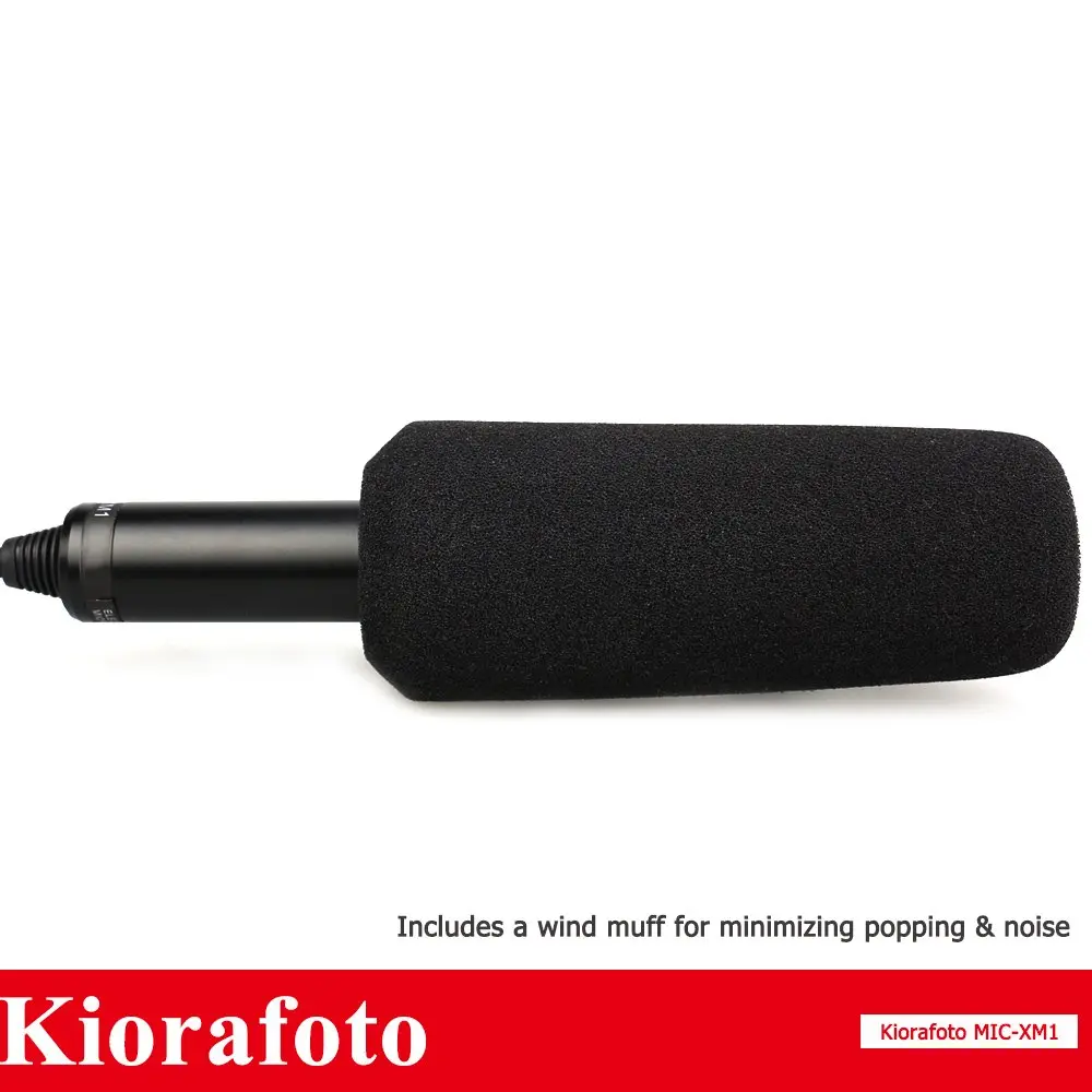 Kiorafoto Microphone for Camcorder & Camera | Directional XLR, Phantom Power, Wind Muff (22.5 in³, Black) - view 5