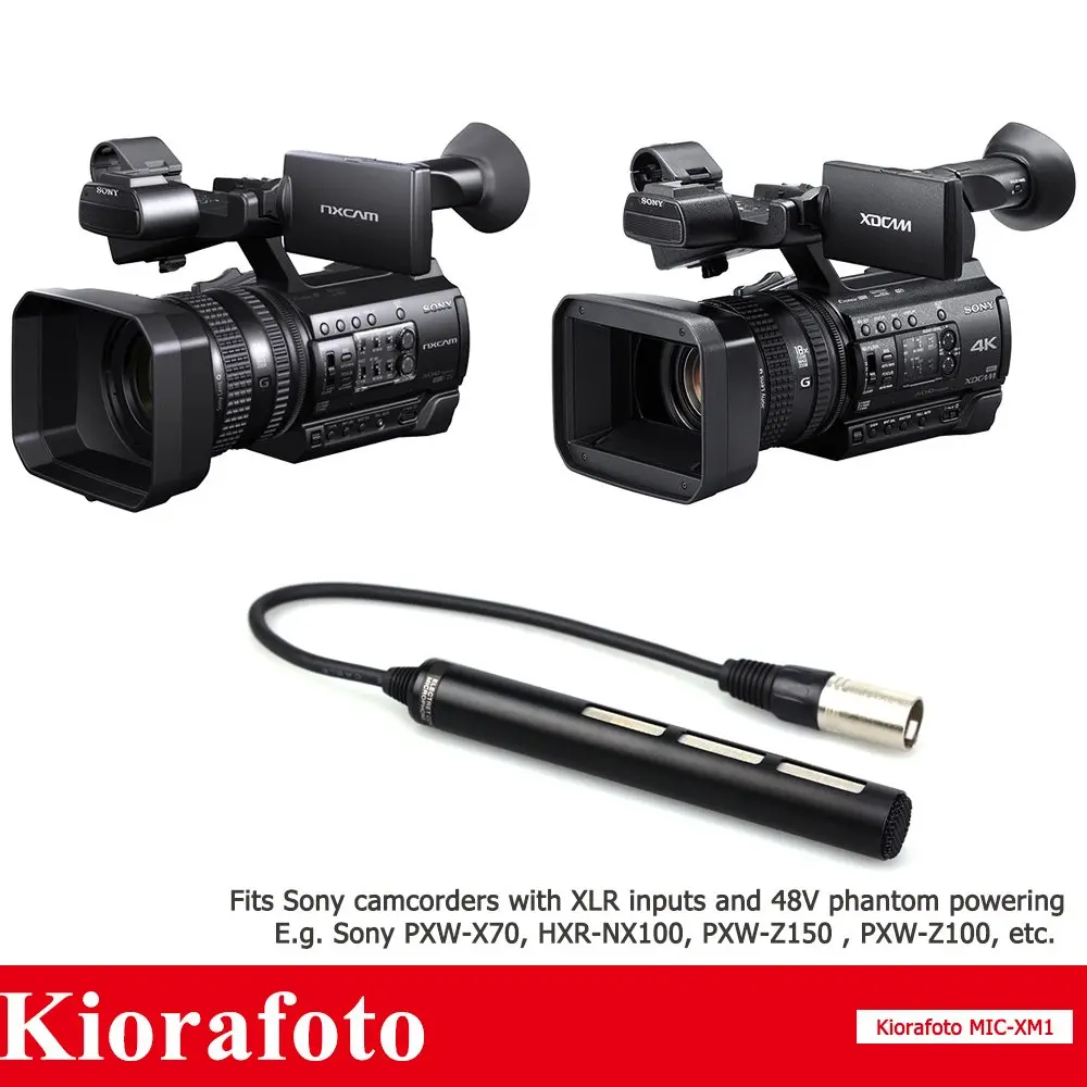Kiorafoto Microphone for Camcorder & Camera | Directional XLR, Phantom Power, Wind Muff (22.5 in³, Black) - view 2