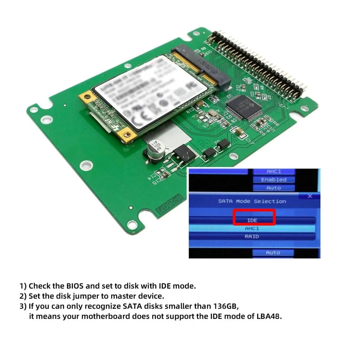 chenyang mSATA Mini SATA SSD to IDE 44Pin 2.5 inch Hard Disk Case Enclosure Box White for Laptop | Compatible with 50mm mSATA SSD - view 2