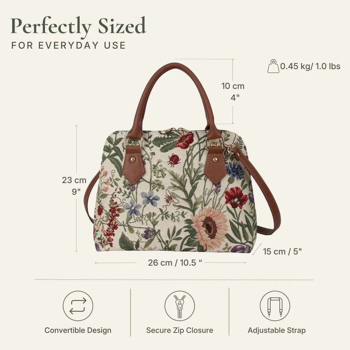 Signare Crossbody Bags for Women, Purses for Women, Zip Top, Morning Garden | Convertible, Eco-Friendly, Stylish - view 4