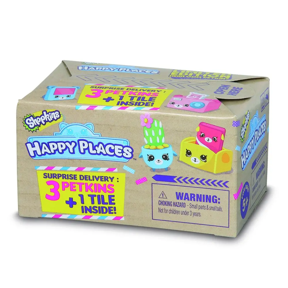 Shopkins Happy Places 56193 3 Petkins & Tile Set | DIY Scene Builder for Kids - main product image