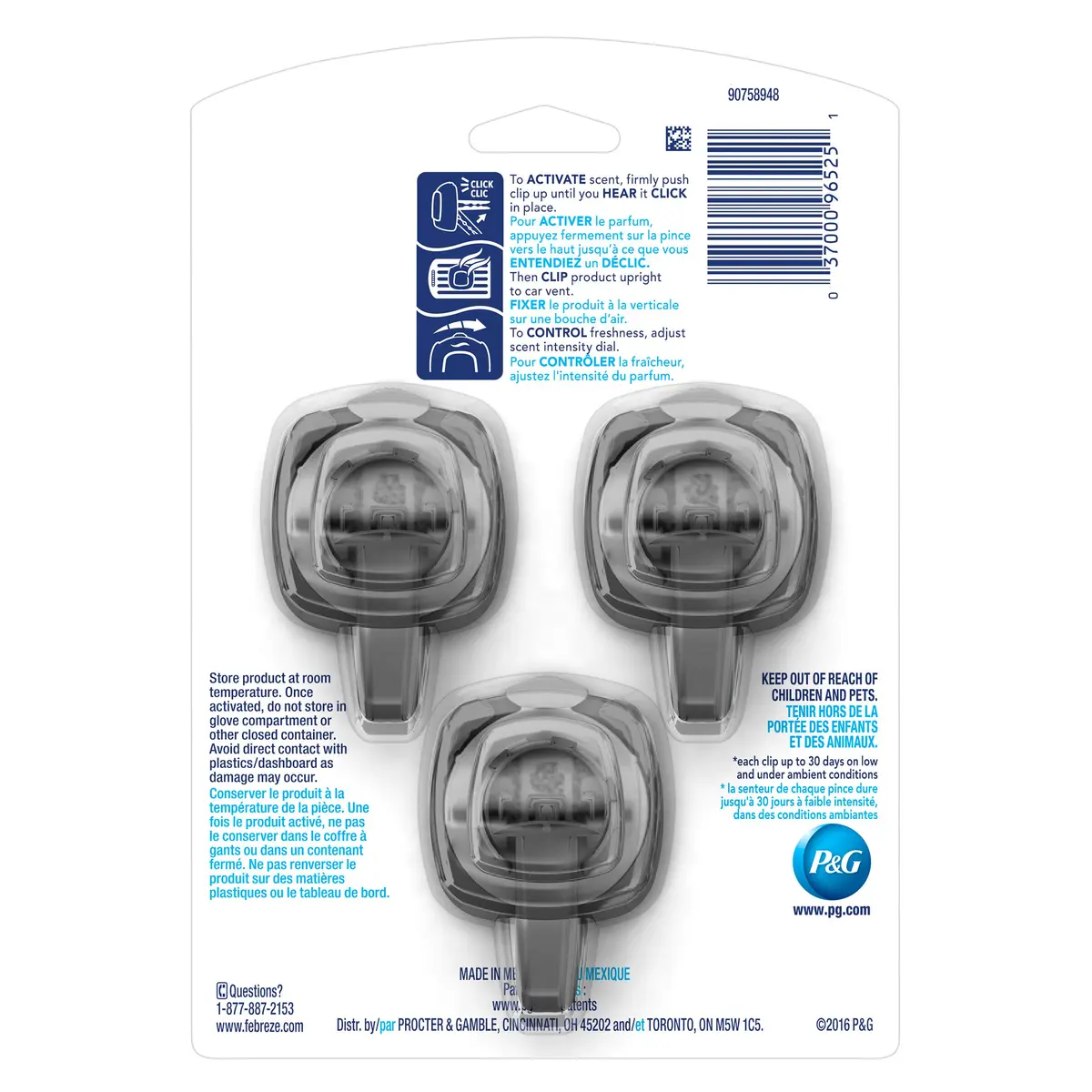 Febreze Car Vent Clip Air Freshener Gain Original 3 Pack | Odor Elimination & 30-Day Freshness Control - view 2