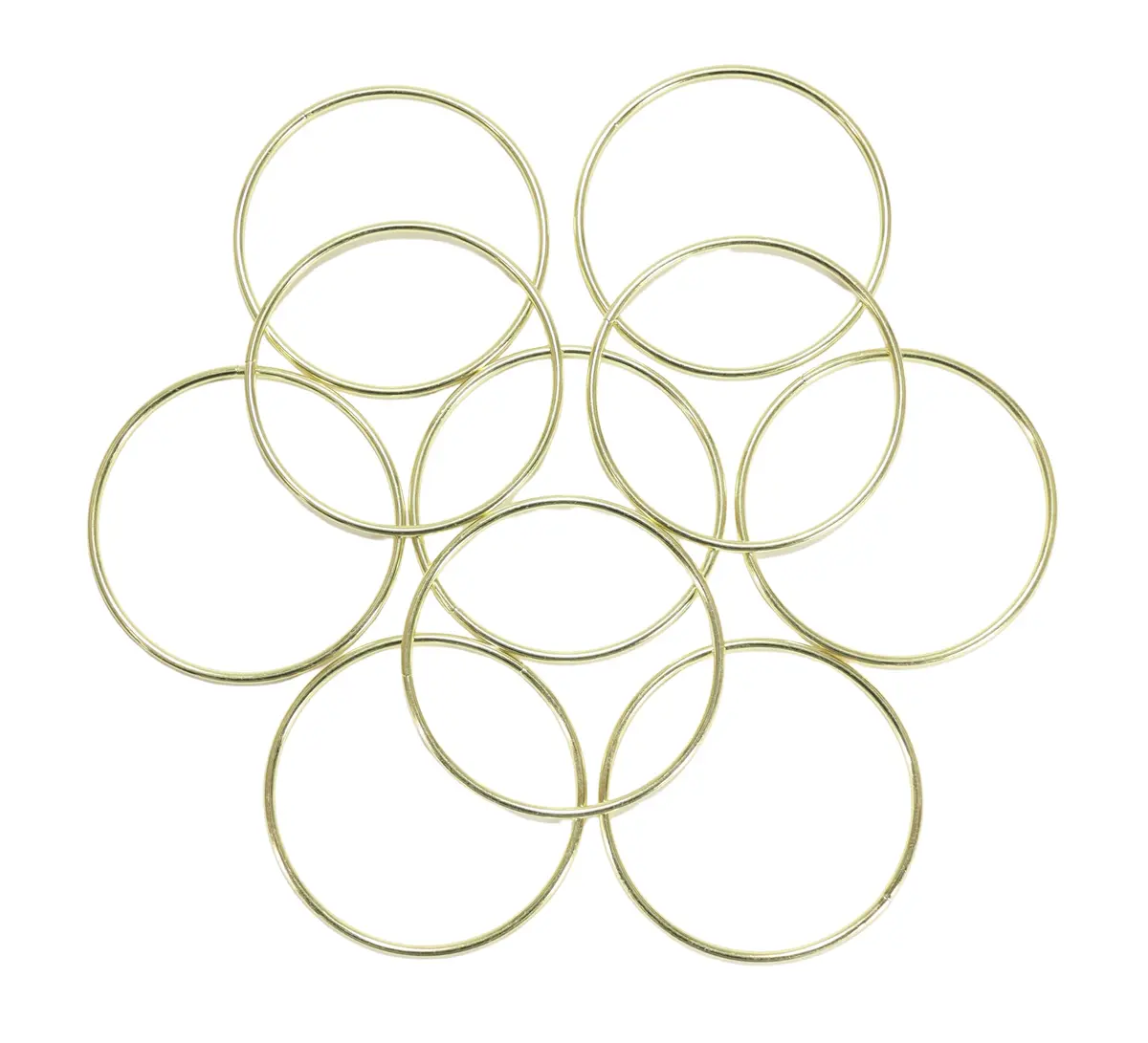 Pepperell Crafts 3 Inch Brass Metal Craft Macrame Rings (10-Pack, Gold) | 7.62 cm Diameter - main product image