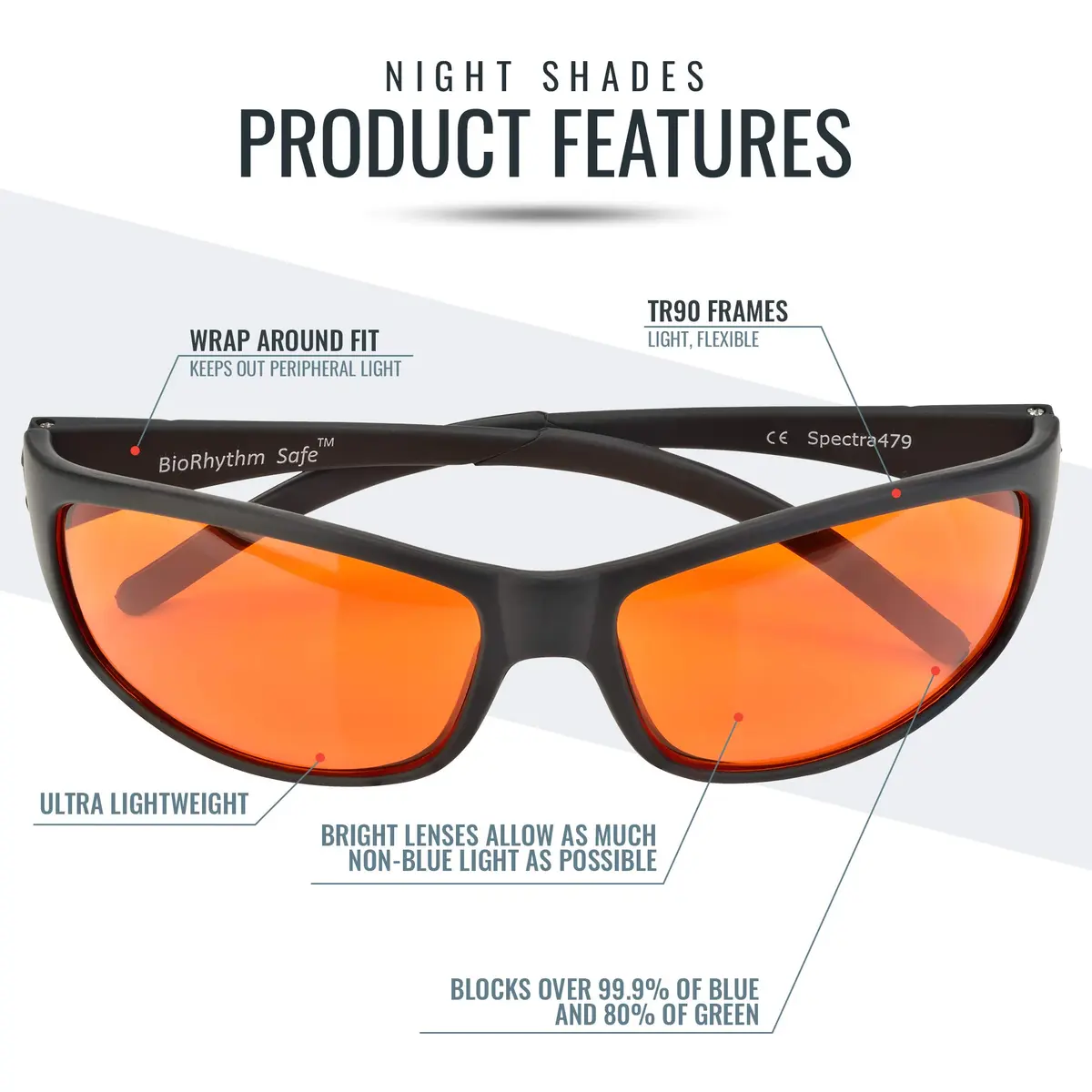 Spectra479 Orange Blue Light Blocking Glasses for Sleep | 62mm Lens Width (2.44 inches) - view 8