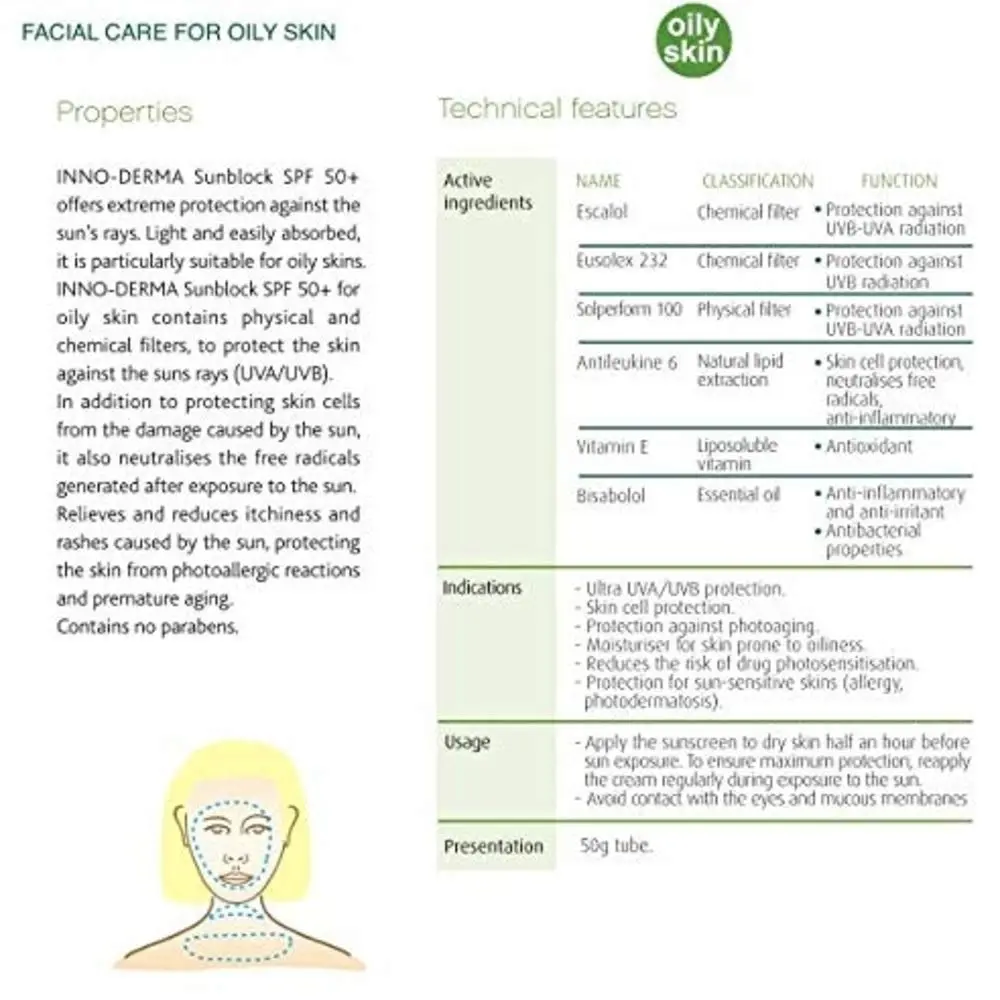 Inno-Derma Sun Defense Sunblock UVP 50+ Oily/Combination Skin 59ml (2.03 Fl Oz) | Broad Spectrum SPF 50+ Protection - view 2